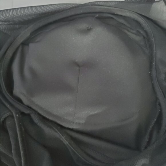 A'gaci Peplum Faux Leather Sweetheart Sheer top- Size Small - Picture 8 of 10